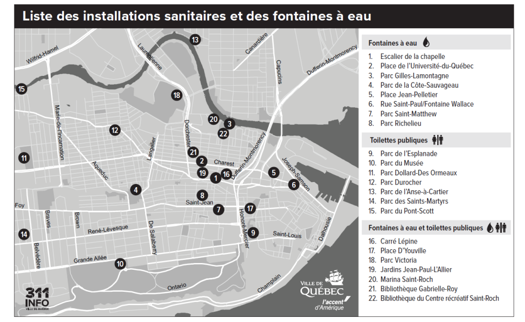Tableau sanitaires et fontaines Québec