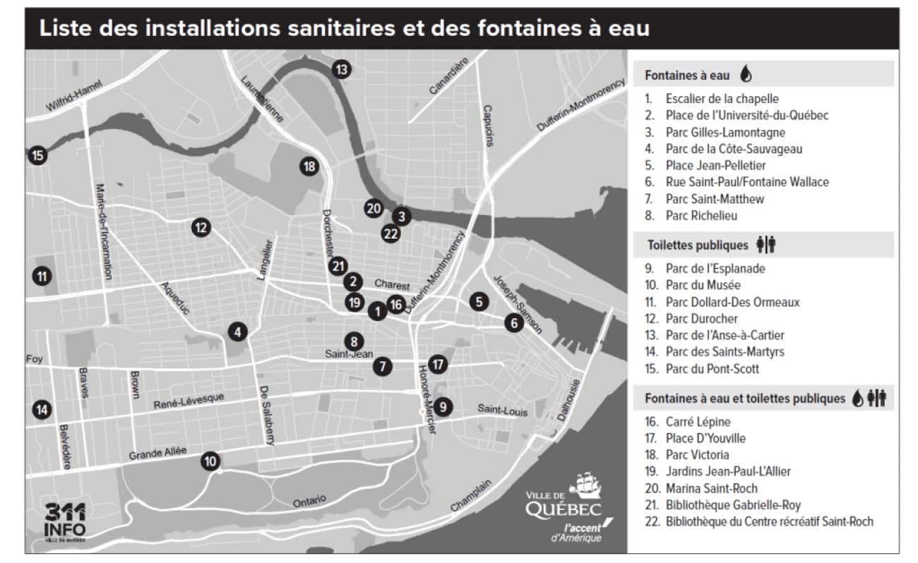 Tableau sanitaires et fontaines Québec