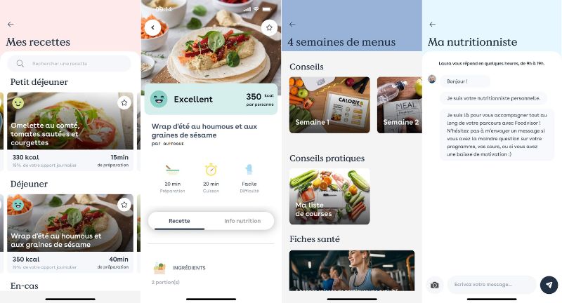 Parmi les fonctionnalités premium intéressance, on a entre autres accès à une nutritionniste. fonctionnalités premium application foodvisor
