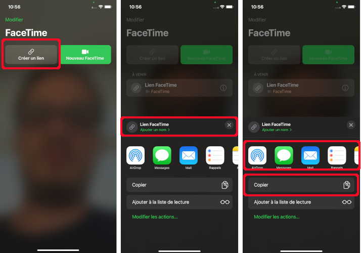 Comment cr&eacute;er un lien invitation Facetime 