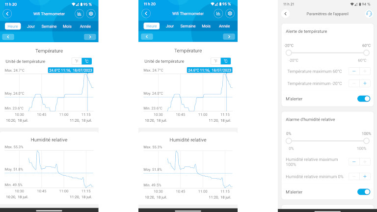 Thermom&egrave;tre Hygrom&egrave;tre intelligent application mobile