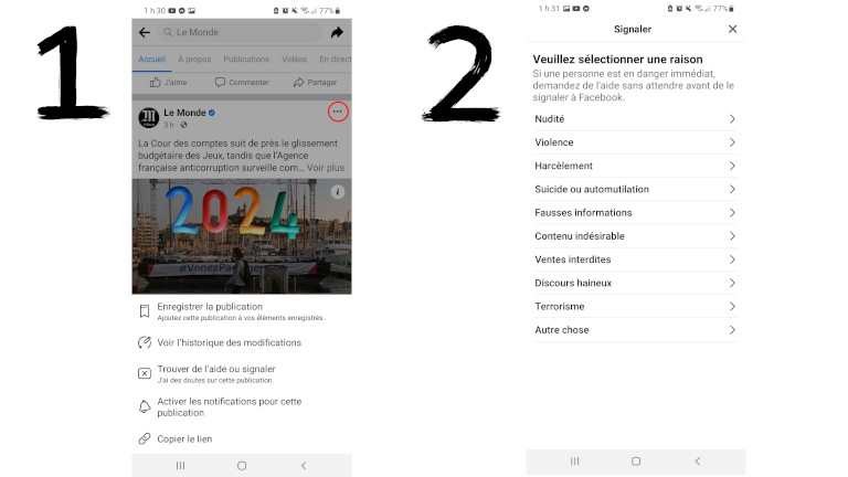 signaler facebook publication