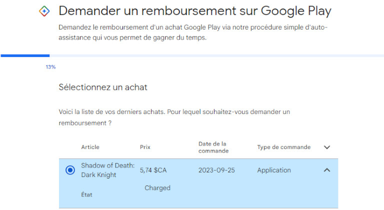 Demande remboursement Play Store ordinateur