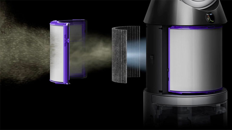 Le double système de filtration élimine toutes les toxines dans l’air pour créer un environnement plus agréable. dyson pure humidify cool double filtre hepa charbon actif