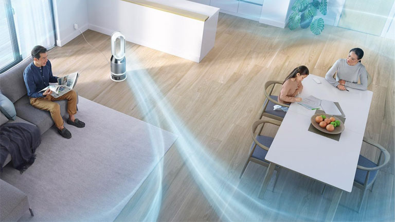 Grâce à sa technologie Air Multiplier, la machine Dyson déplace beaucoup d’air! dyson pure humidify cool technologie air multiplier