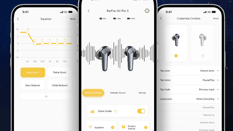 Avec l'app audio EarFun, il est aussi possible de choisir des r&eacute;glages sp&eacute;cifiques selon nos besoins comme les appels, la musique et les jeux vid&eacute;os entre autres.&nbsp;