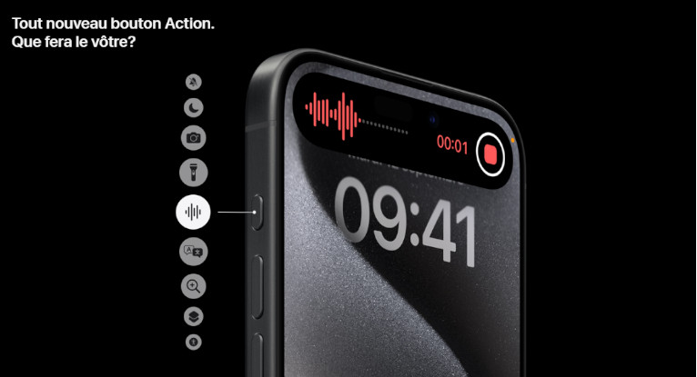 iPhone 15 Pro Max action bouton iPhone 15 Pro Max action bouton
