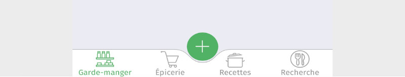 Un aperçu du menu dans l’application Cuisine : Inventaire & recettes pour passer d’un outil à l’autre Le menu sur l'appli Cuisine