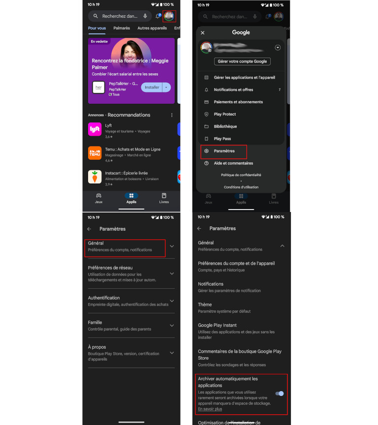 Comment activer archivage application Android