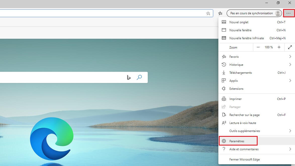 &eacute;tape un changement moteur recherche microsoft edge