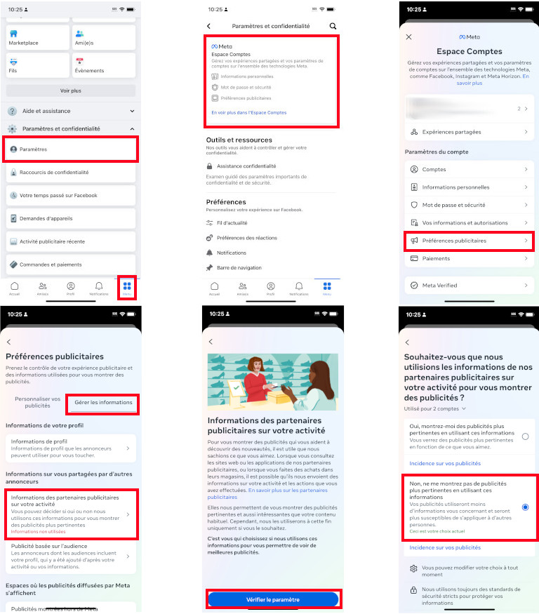 Facebook désactiver activités en dehors de Facebook iPhone