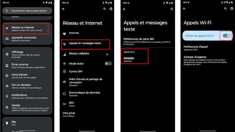 Voici où l'on doit aller pour activer les appels WiFi sur un téléphone Android. Comment activer appels WiFi téléphone Android
