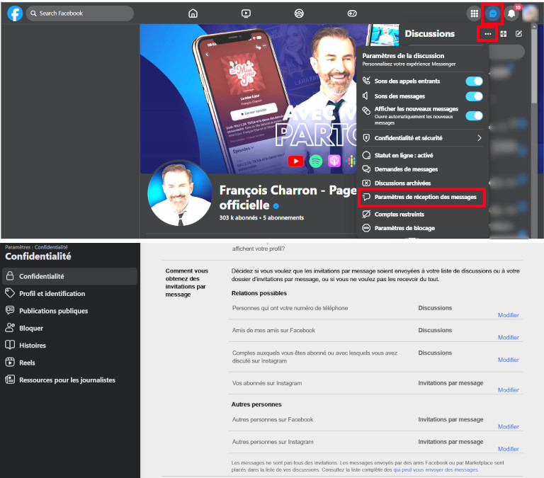 Comment empêcher inconnu Messenger 