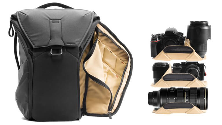 Everyday Backpack rangement caméras lentilles