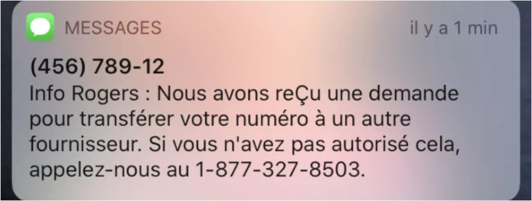 Message transfert numéro de téléphone