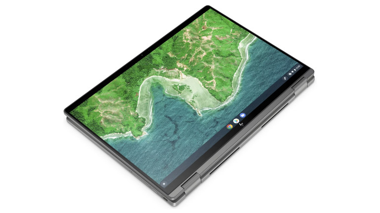 Une fois l'écran tourné sur 360 degrés, le HP Chromebook x360 14c-cd0000ca devient une tablette. Le HP Chromebook x360 14c-cd0000ca tablette