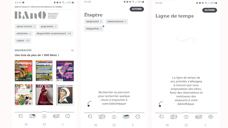 L'interface de l'application Libby est très facile à utiliser et est très épurée. application libby lire livres en ligne bibliothèque connexion à distance android ios