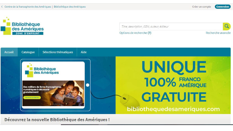 biblioth&egrave;que des Am&eacute;riques site Web livres num&eacute;riques en ligne audio
