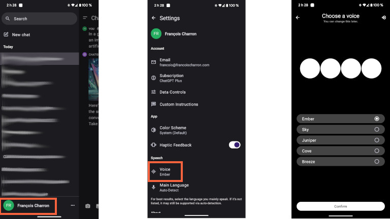 Changer voix ChatGPT Voice