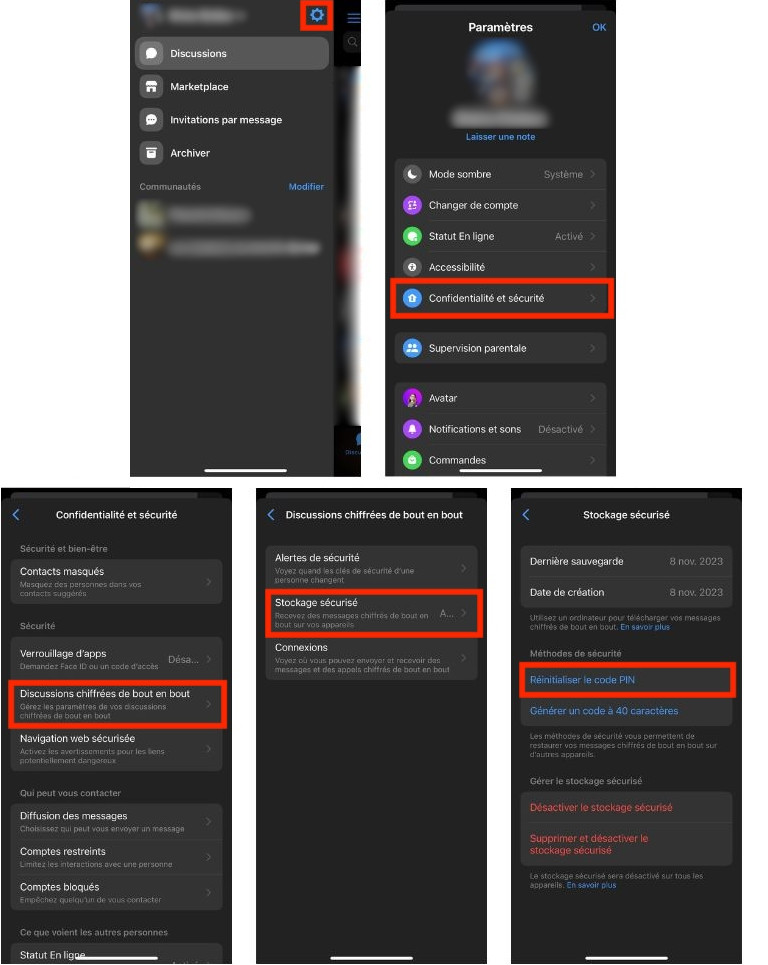Réinitialiser PIN code Messenger Réinitialiser PIN code Messenger