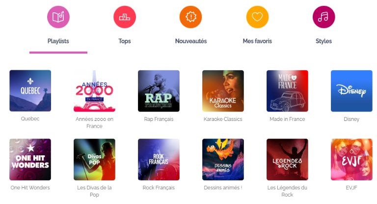 karaoke-karafun-aper&ccedil;u outils recherche catalogue chansons playlists