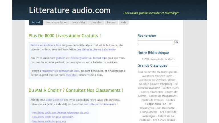 Site Web litterature audio livres audio gratuits