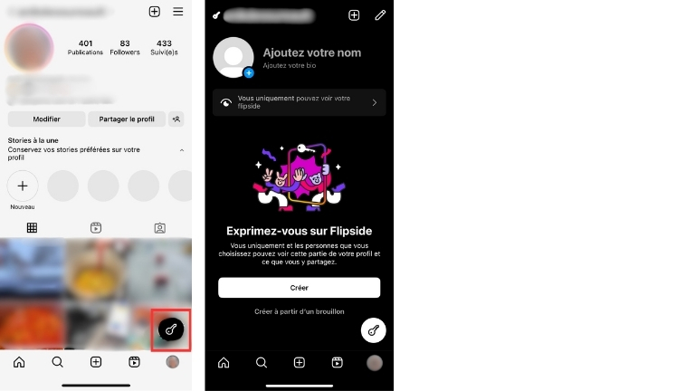 comment acc&eacute;der &agrave; FlipSide sur Instagram