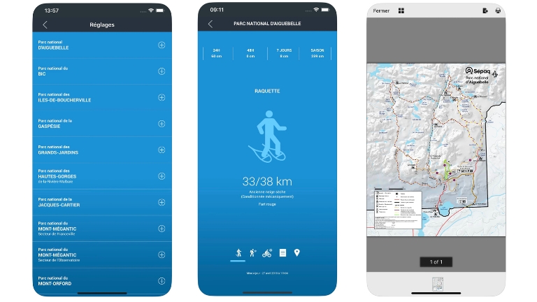 application mobile sepaq pour conditions de neige