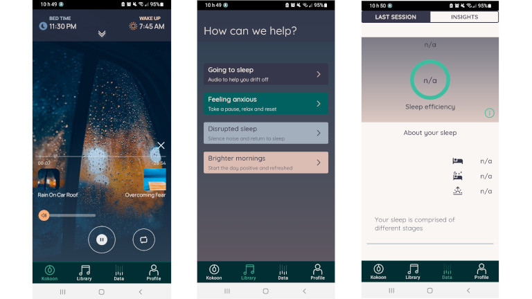 L'application MyKokoon, disponible sur Android et iOS, contient des bruits ambiants relaxants et des bruits blancs qui nous aide à s'endormir. application mykokoon sommeil paisible dormir sans bruit