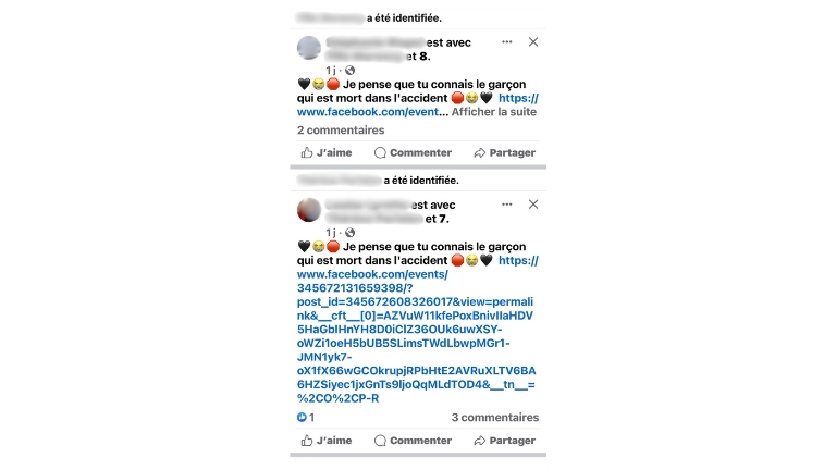 Arnaque facebook accident mortel gar&ccedil;on