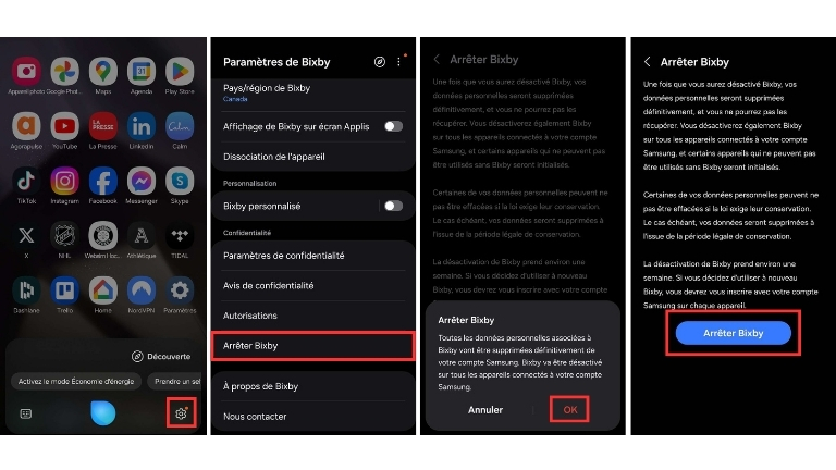 désactiver Bixby bouton latéral Samsung Galaxy