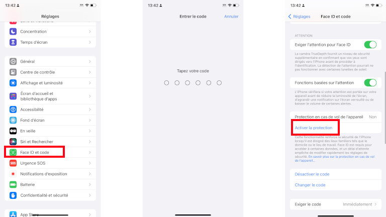 Comment activer protection vol iPhone