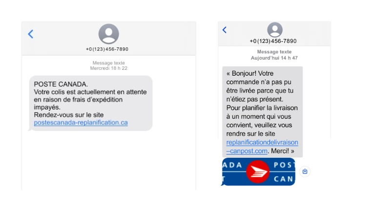 texto fraude Postes Canada texto fraude Postes Canada