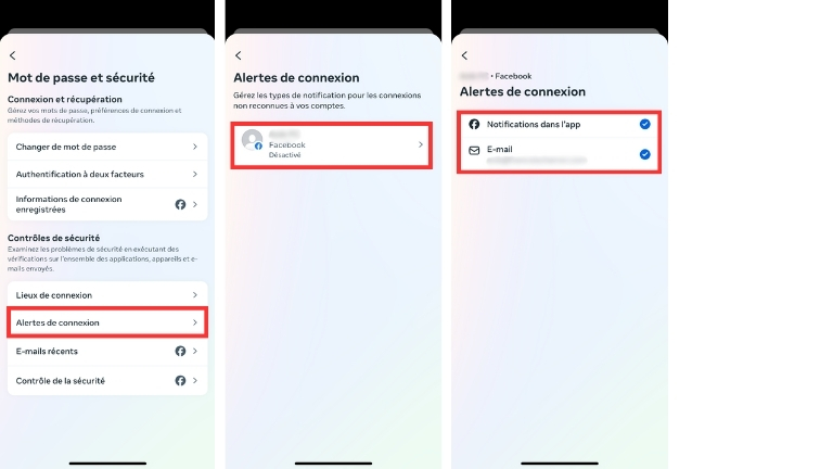 Comment recevoir des alertes de connexions inconnues sur l'application mobile Facebook