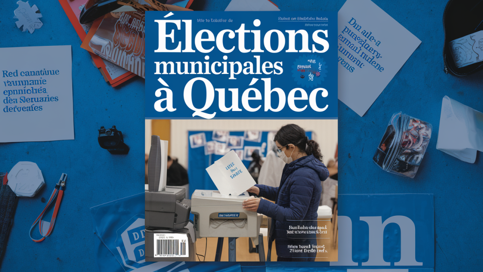 Montage affichant une personne devant un bureau de vote.