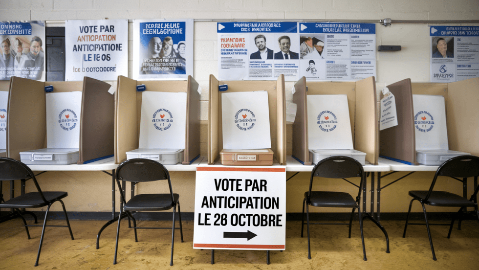 Image générée par l'intelligence artificielle montrant un bureau de vote par anticipation.