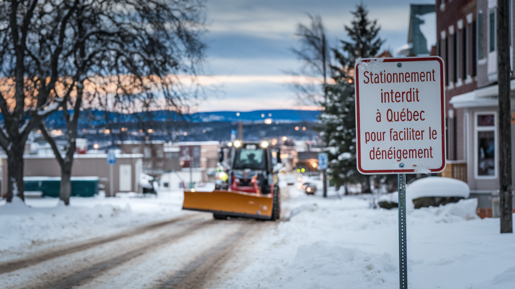 Un tracteur de déneigement circule dans la ville de Québec.