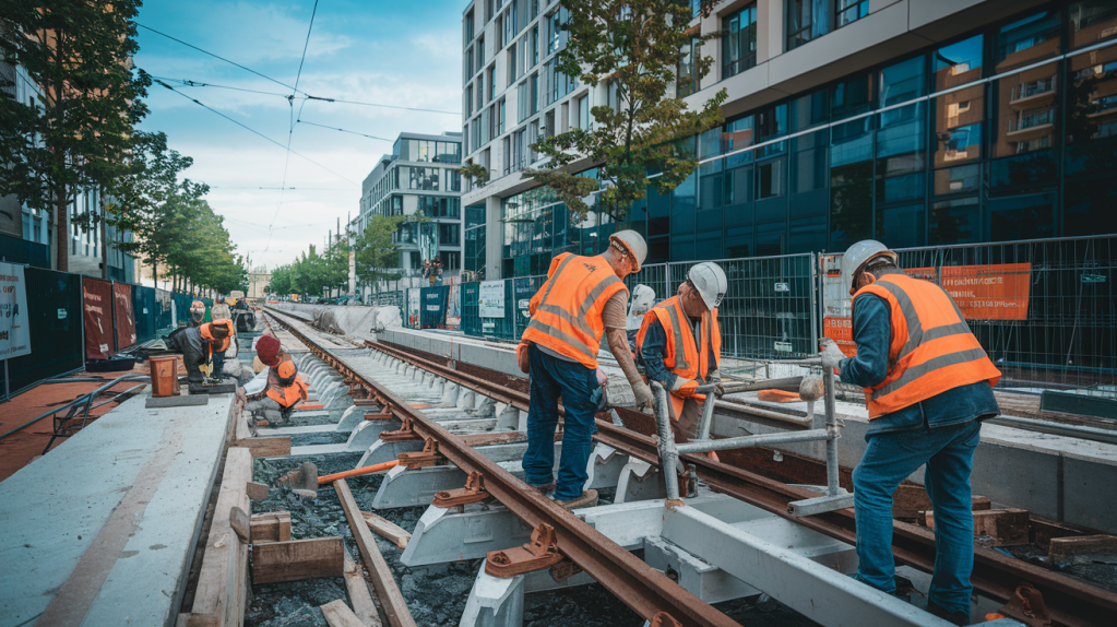 Une équipe de construction complète des travaux