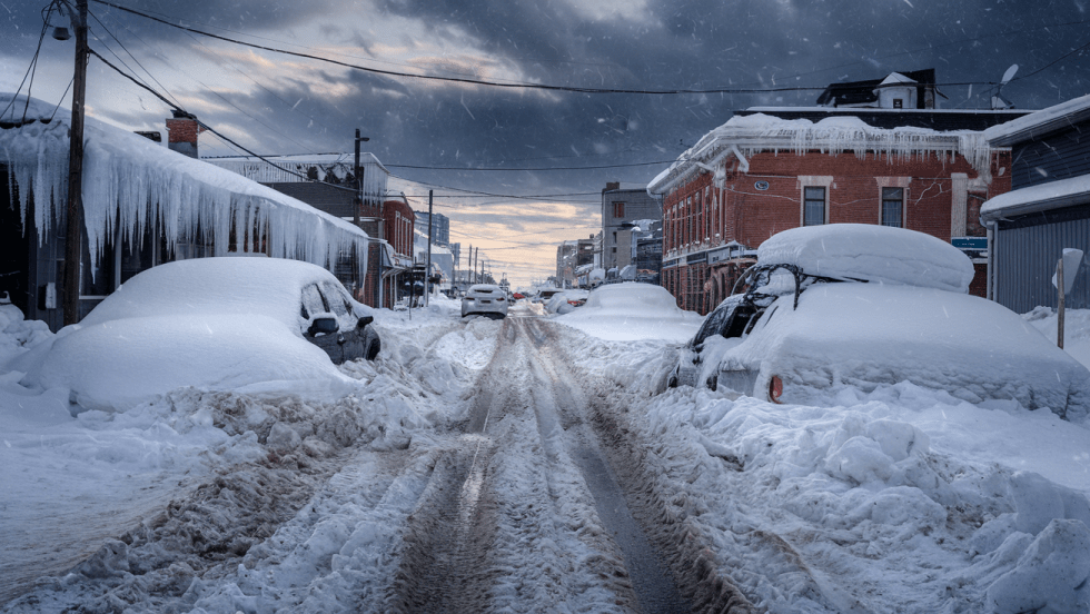 Une rue à déneiger, à Québec.