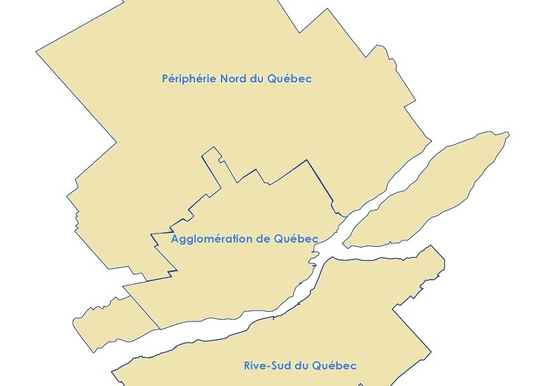 Carte de la région de Québec.