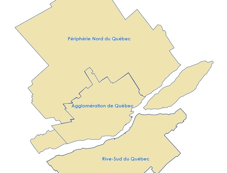 Carte de la région de Québec.