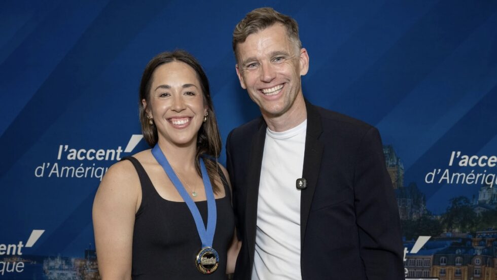 Le maire de Québec Bruno Marchand et l’Olympienne Valérie Maltais